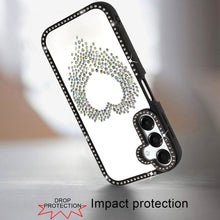 For Samsung A16 5G Case Heart Shaped Crystals w/ Bling Border + Tempered Glass