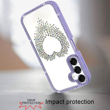 For Samsung A16 5G Case Heart Shaped Crystals w/ Bling Border + Tempered Glass