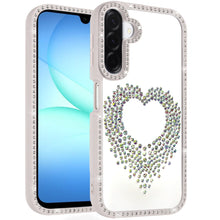 For Samsung A17 5G Case Heart Shaped Crystals with Bling Trim + Tempered Glass