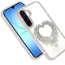 For Samsung A17 5G Case Heart Shaped Crystals with Bling Trim + Tempered Glass