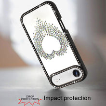 For iPhone Air Case Heart Shaped Crystals w/ Bling Border Trim + Tempered Glass