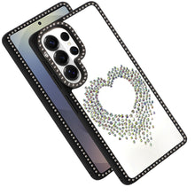For Samsung S26 Ultra Heart Shaped Crystals w/ Bling Border Trim +Tempered Glass