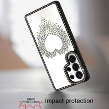 For Samsung S26 Ultra Heart Shaped Crystals w/ Bling Border Trim +Tempered Glass