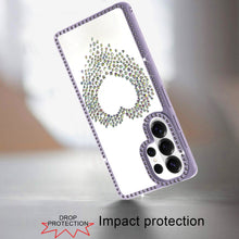 For Samsung S26 Ultra Heart Shaped Crystals w/ Bling Border Trim +Tempered Glass