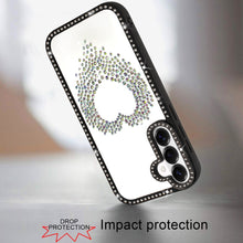 For Samsung S26 6.3" Heart Shaped Crystals w/ Bling Border Trim + Tempered Glass
