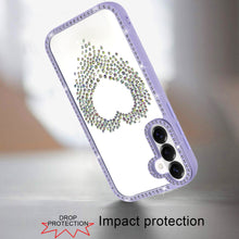 For Samsung S26 6.3" Heart Shaped Crystals w/ Bling Border Trim + Tempered Glass