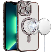 For iPhone 13 Pro Max Case Rhinestone Bling Trim with Bling Magnetic Circle