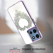 For Moto G 2025 Case Heart Shaped Rhinestones on Clear Cover + Tempered Glass