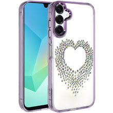 For Samsung A16 5G Case Heart Shaped Rhinestones on Clear Cover + Tempered Glass