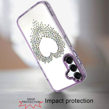 For Samsung A16 5G Case Heart Shaped Rhinestones on Clear Cover + Tempered Glass
