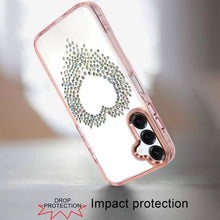 For Samsung A16 5G Case Heart Shaped Rhinestones on Clear Cover + Tempered Glass