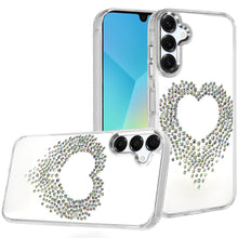 For Samsung A16 5G Case Heart Shaped Rhinestones on Clear Cover + Tempered Glass
