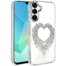For Samsung A16 5G Case Heart Shaped Rhinestones on Clear Cover + Tempered Glass