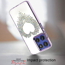 For Moto G Stylus 2025 Case Heart Shaped Rhinestones Clear Cover +Tempered Glass