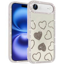 For iPhone Air Case Rhinestone Hearts with Bling Around Border + Tempered Glass