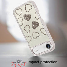 For iPhone Air Case Rhinestone Hearts with Bling Around Border + Tempered Glass