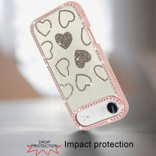 For iPhone Air Case Rhinestone Hearts with Bling Around Border + Tempered Glass