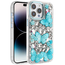 For iPhone 14 PRO MAX 6.7 in. Case Bling Diamond Large Butterflies Jewel Cover