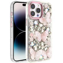 For iPhone 14 PRO MAX 6.7 in. Case Bling Diamond Large Butterflies Jewel Cover