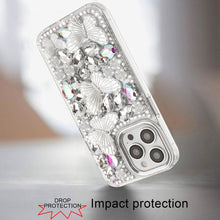 For iPhone 15 Pro Max Case Bling Diamond Large Butterflies + 2 Tempered Glass
