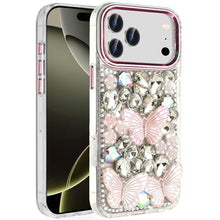 For iPhone 17 PRO Case Bling Diamond Large Butterflies Cover + Tempered Glass