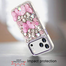 For iPhone 17 PRO Case Bling Diamond Large Butterflies Cover + Tempered Glass