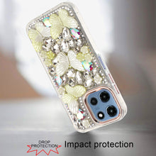 For Moto G 2025 Case Bling Diamond with Large Butterflies Cover + Tempered Glass