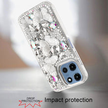 For Moto G 2025 Case Bling Diamond with Large Butterflies Cover + Tempered Glass