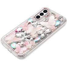 For Samsung A16 5G Case Bling Diamond Large Butterflies Cover + Tempered Glass