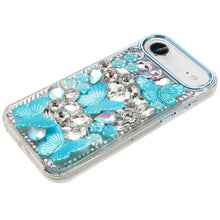For iPhone Air Case Bling Faux Diamond Large Butterflies Cover + Tempered Glass