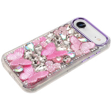 For iPhone Air Case Bling Faux Diamond Large Butterflies Cover + Tempered Glass