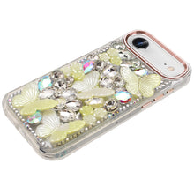 For iPhone Air Case Bling Faux Diamond Large Butterflies Cover + Tempered Glass