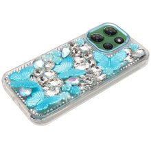 For Moto G Power 2025 Case Bling Diamond Large Butterflies Cover +Tempered Glass