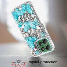 For Moto G Power 2025 Case Bling Diamond Large Butterflies Cover +Tempered Glass