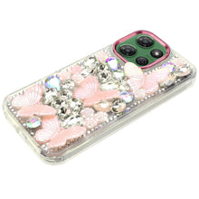 For Moto G Power 2025 Case Bling Diamond Large Butterflies Cover +Tempered Glass