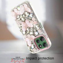 For Moto G Power 2025 Case Bling Diamond Large Butterflies Cover +Tempered Glass