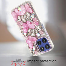 For Moto G Stylus 2025 Case Bling Diamond Large Butterflies + Tempered Glass