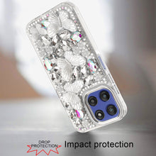 For Moto G Stylus 2025 Case Bling Diamond Large Butterflies + Tempered Glass