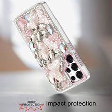 For Samsung S25 Ultra Case Bling Diamond Large Butterflies Cover +Tempered Glass