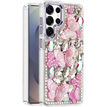 For Samsung S25 Ultra Case Bling Diamond Large Butterflies Cover +Tempered Glass