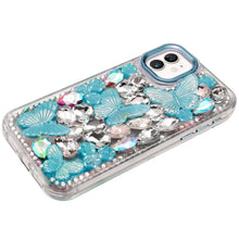 For iPhone 11 6.1 in. Case Bling Diamond Large Butterflies Cover +Tempered Glass