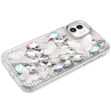 For iPhone 11 6.1 in. Case Bling Diamond Large Butterflies Cover +Tempered Glass