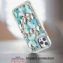 For iPhone 12 Pro Max Case Bling Diamond Large Butterflies Cover +Tempered Glass