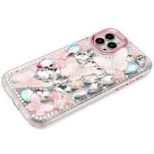 For iPhone 12 Pro Max Case Bling Diamond Large Butterflies Cover +Tempered Glass