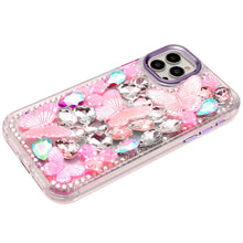 For iPhone 12 Pro Max Case Bling Diamond Large Butterflies Cover +Tempered Glass