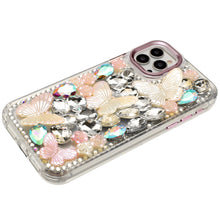 For iPhone 12 Pro Max Case Bling Diamond Large Butterflies Cover +Tempered Glass