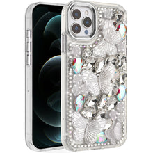 For iPhone 12 Pro Max Case Bling Diamond Large Butterflies Cover +Tempered Glass