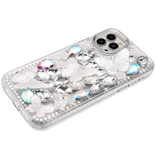 For iPhone 12 Pro Max Case Bling Diamond Large Butterflies Cover +Tempered Glass