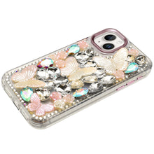 For iPhone 15 Case Bling Diamond Large Butterflies Cover + 2 Tempered Glass