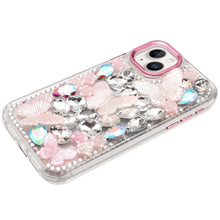 For iPhone 13/14 Case Bling Diamond Large Butterflies Cover + Tempered Glass